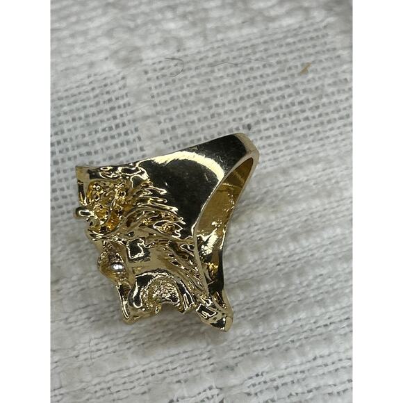 Vintage Golden Stainless Steel Lion Head Ring Men's Size 10 Leo - Picture 4 of 4